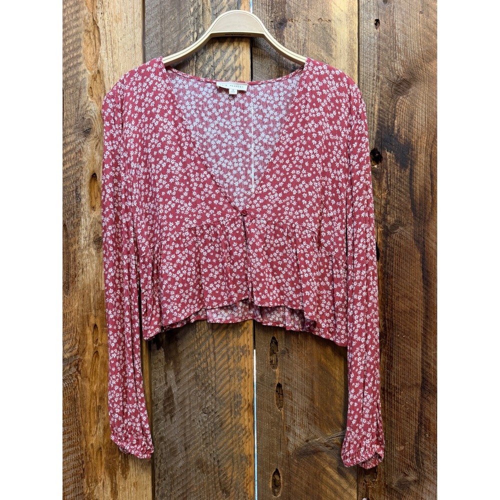 Floral Peplum Blouse Womens M Ditsy Cottagecore Babydoll Boho Prairie Romantic